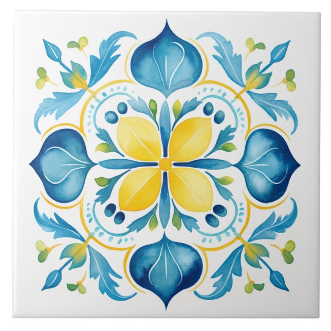 Majolica,blue tiles,Sicilian tiles,Ceramic Tile (Front)