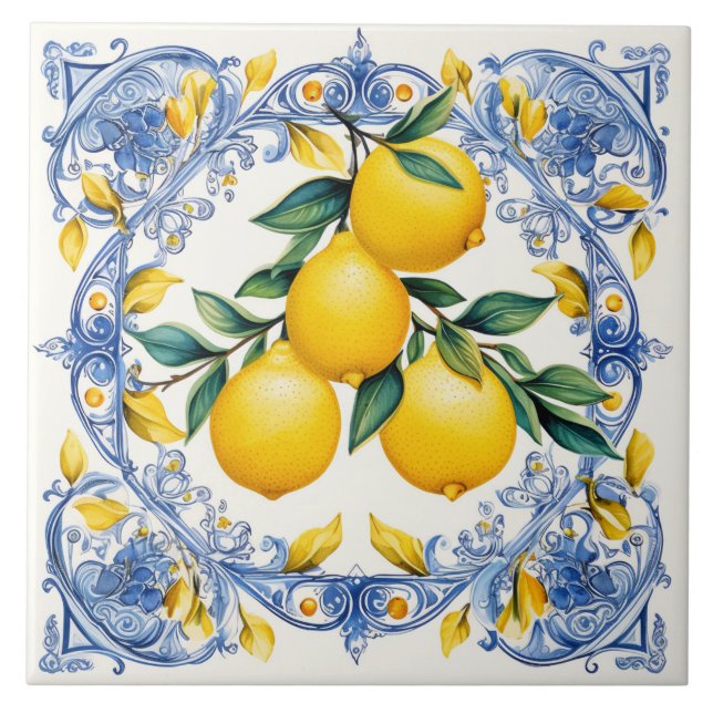 Majolica, Carreaux bleus, Carreaux siciliens, Carr (Devant)