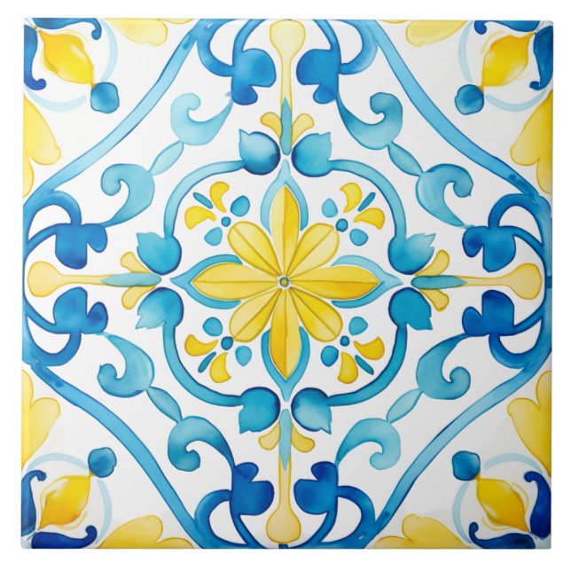Majolica, Carreaux bleus, Carreaux siciliens, Carr (Devant)