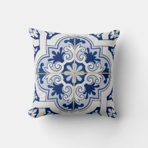 Majolica Ceramic tiles Sicilian pattern Italian Throw Pillow