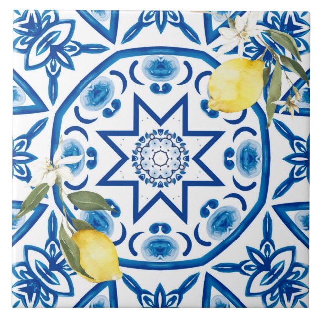 Majolica,lemon,Sicilian tiles,Ceramic Tile (Front)