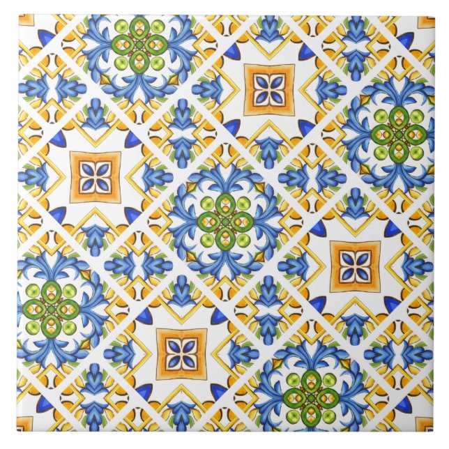 Majolica,lemon,Sicilian tiles,Ceramic Tile (Front)