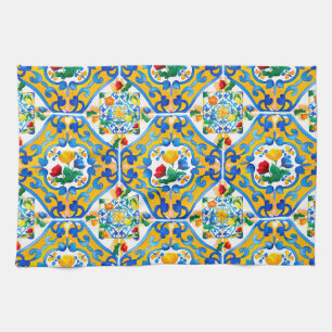 Majolica,lemon ,Sicilian tiles, Kitchen Towel