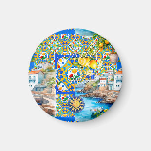 Majolica,lemon ,Sicilian tiles, Magnet