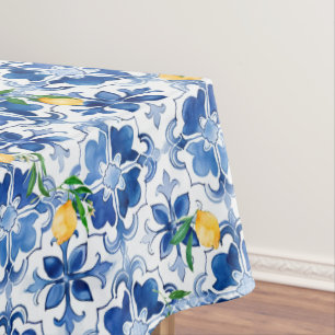 Majolica,lemon ,Sicilian tiles, Tablecloth