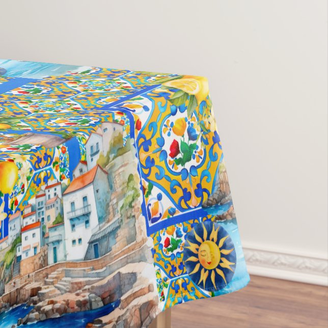 Majolica,lemon ,Sicilian tiles, Tablecloth (In Situ)