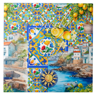 Majolica,lemon ,Sicilian tiles, Tile