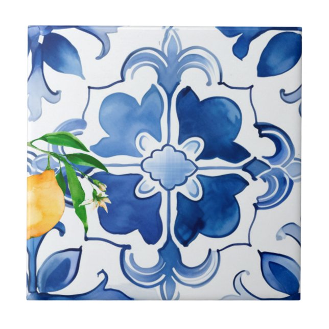 Majolica,lemon ,Sicilian tiles, Tile (Front)