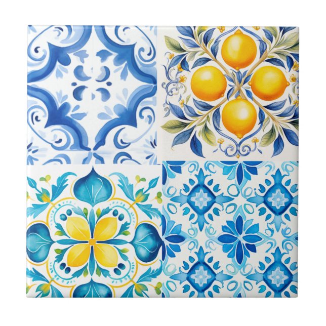Majolica,lemon ,Sicilian tiles, Tile (Front)