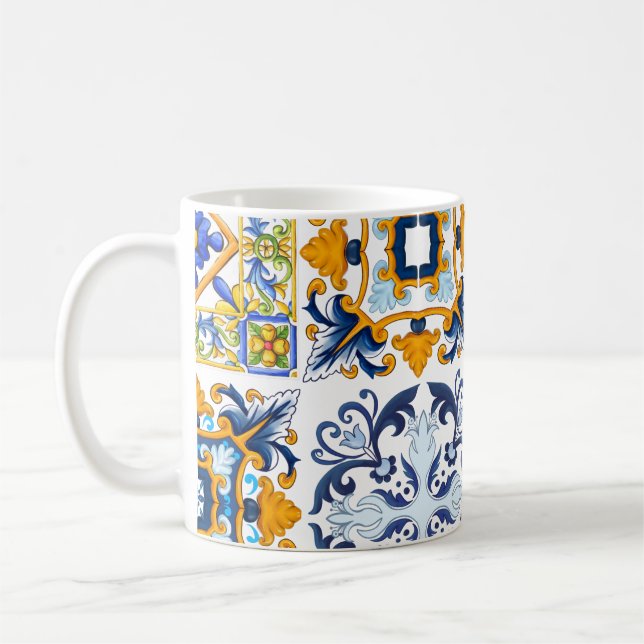 Majolica ,lemons,Sicilian tiles  Coffee Mug (Left)