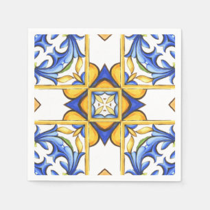 Majolica,Mediterranean tile, Napkin