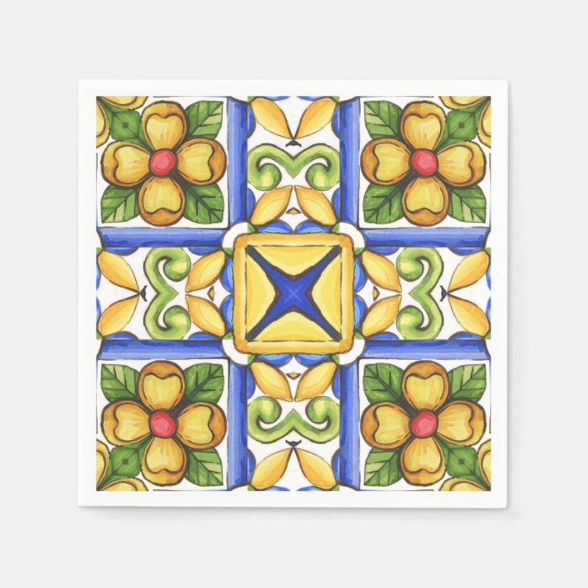 Majolica,Mediterranean tile, Napkin (Front)