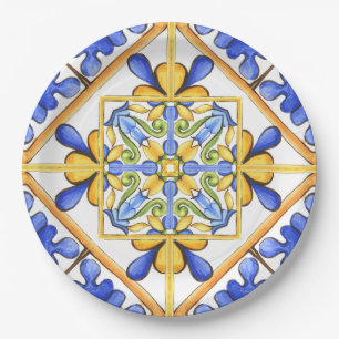 Majolica,Mediterranean tile, Paper Plate