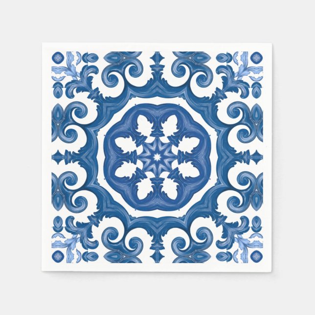Majolica,Mediterranean tiles, Napkin (Front)