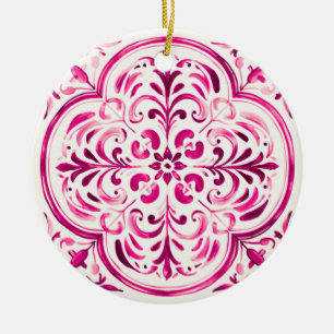 Majolica Rose Ceramic Ornament