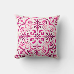 Majolica Rose Throw Pillow