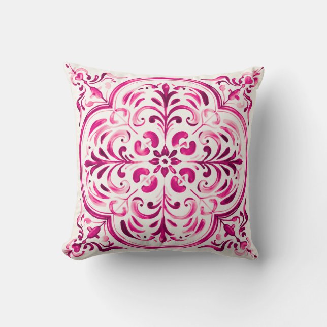 Majolica Rose Throw Pillow (Front)