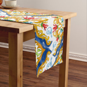 Majolica,Sicilian style,lemons    Long Table Runner