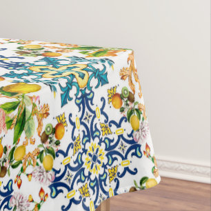 Majolica,Sicilian tiles,lemons citrus   Tablecloth