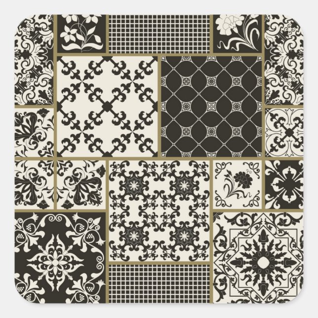 Majolica tile Islamic motifs. Square Sticker (Front)