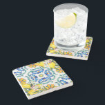 Majolica tiles lemons bridal shower favours stone coaster<br><div class="desc">Mediterranean Majolica tiles lemons bridal shower  printed stone coasters,  Italian style Capri,  Amalfi Coast,  Sicilia themed table decor  for summer functions bridal shower favours wedding favours .</div>