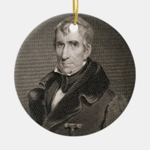 Major General William Henry Harrison, engraved by Ceramic Ornament