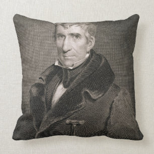Major General William Henry Harrison, engraved by Throw Pillow