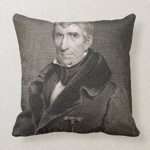 Major General William Henry Harrison, engraved by Throw Pillow