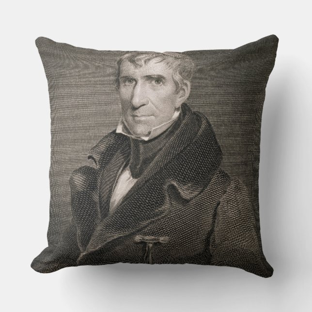 Major General William Henry Harrison, engraved by Throw Pillow (Front)