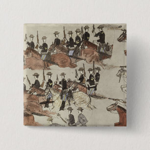 Major Marcus Reno's retreat before the Indian coun 2 Inch Square Button