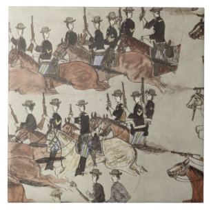 Major Marcus Reno's retreat before the Indian coun Tile