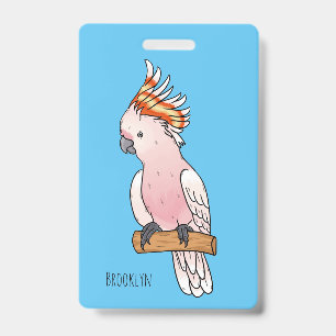 Major mitchell cockatoo bird cartoon illustration badge