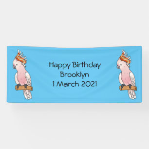 Major mitchell cockatoo bird cartoon illustration  banner