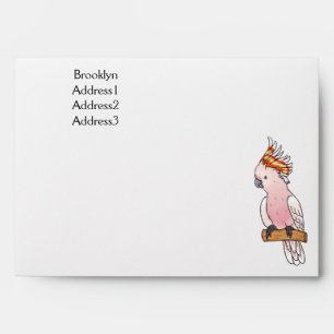Major mitchell cockatoo bird cartoon illustration  envelope