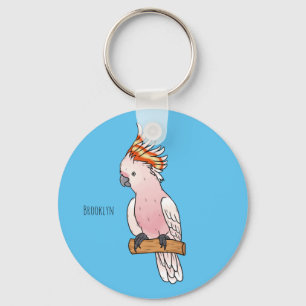 Major mitchell cockatoo bird cartoon illustration keychain