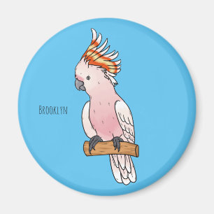 Major mitchell cockatoo bird cartoon illustration  magnet