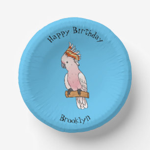 Major mitchell cockatoo bird cartoon illustration  paper plate
