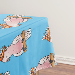 Major mitchell cockatoo bird cartoon illustration  tablecloth