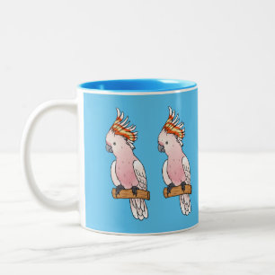 Major mitchell cockatoo bird cartoon illustration Two-Tone coffee mug