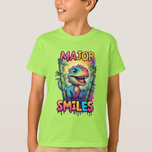 Major Smiles Colourful Cartoon Dinosaur T-Shirt
