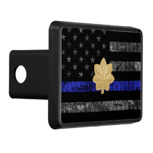 Major Thin Blue Line Distressed Flag Trailer Hitch Cover