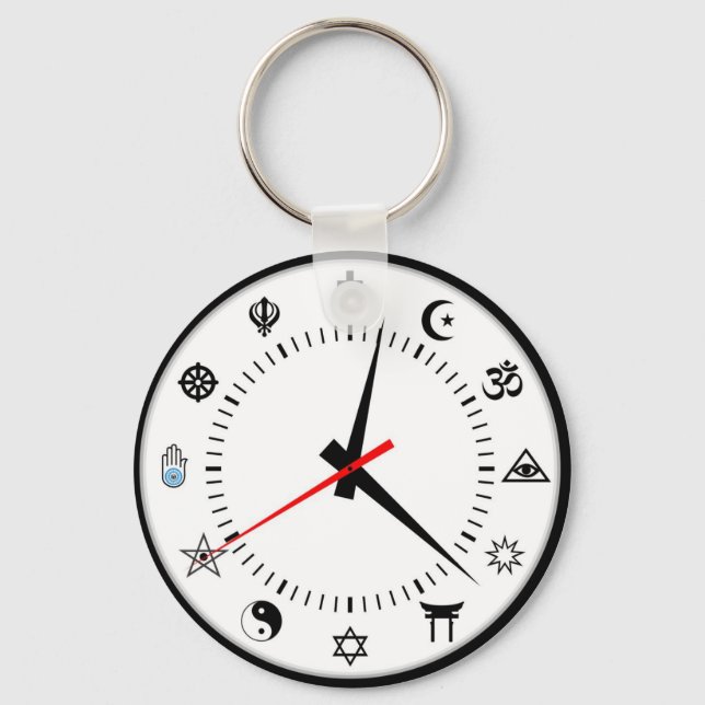 major world religions symbol clock keychain (Front)