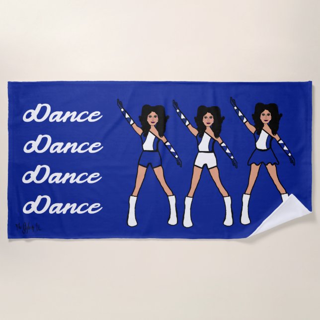 Majorette/Dancer Beach Towel (Blue White) (Front)