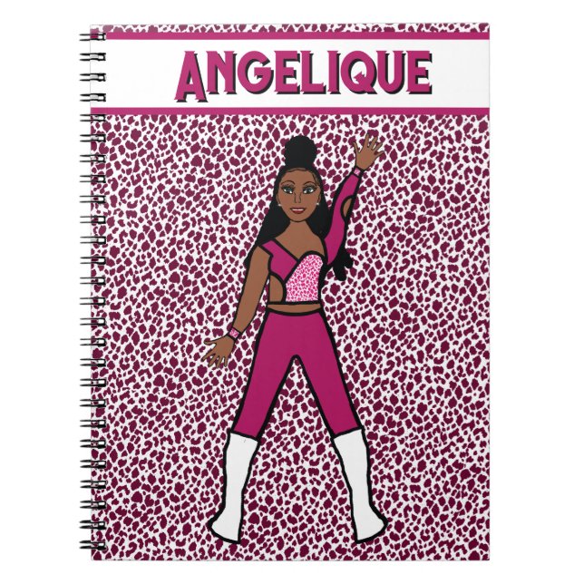 Majorette Dancer Berry Leopard Notebook (Front)