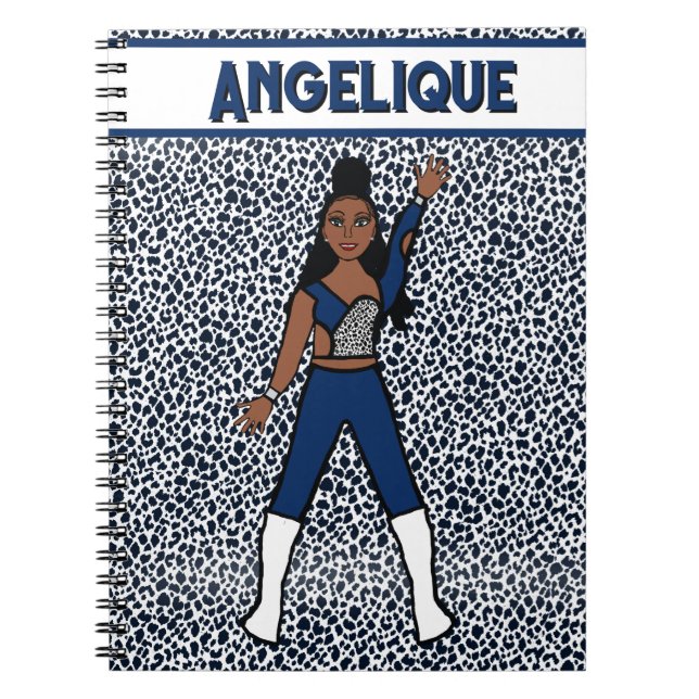Majorette Dancer Blue Leopard Notebook (Front)