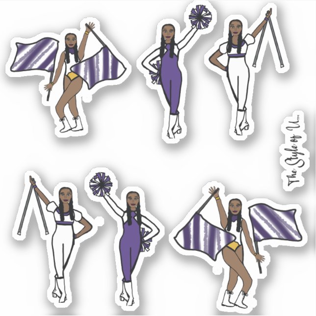 Majorette / Dancer/ Cheer / Flag Stickers Purple  (Front)