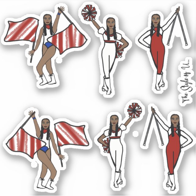 Majorette / Dancer/ Cheer / Flag Stickers Red  (Front)