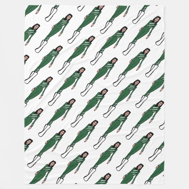 Majorette/ Dancer Fleece Blanket Green & White (Front)