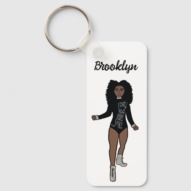 Majorette/ Dancer Keychain Black Silver  Tiger A (Front)