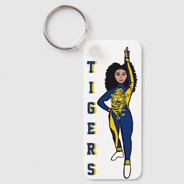 Majorette/ Dancer Keychain Blue Yellow Tiger D (Front)